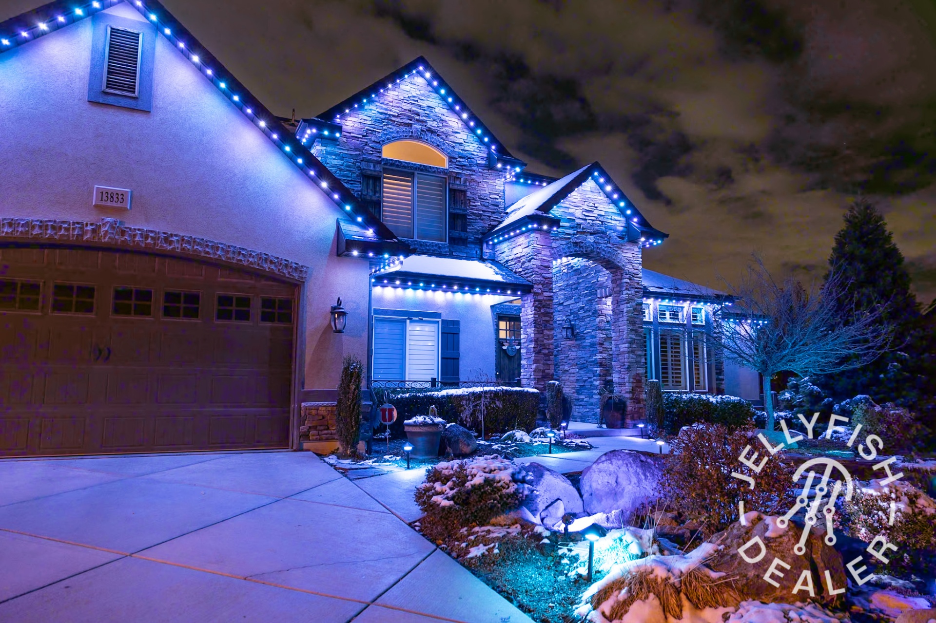Cool blue architectural outline
