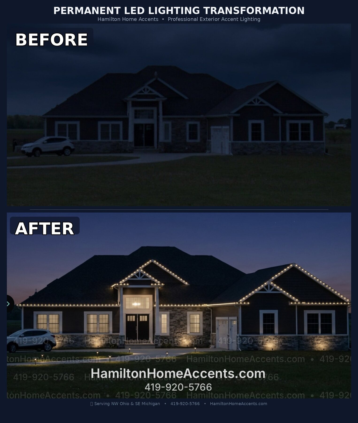 Before & after · permanent LED transformation
