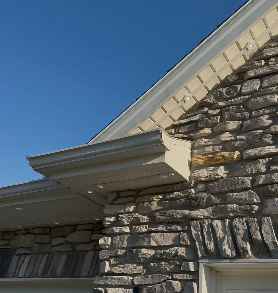 Govee track kit installed on a home's roofline