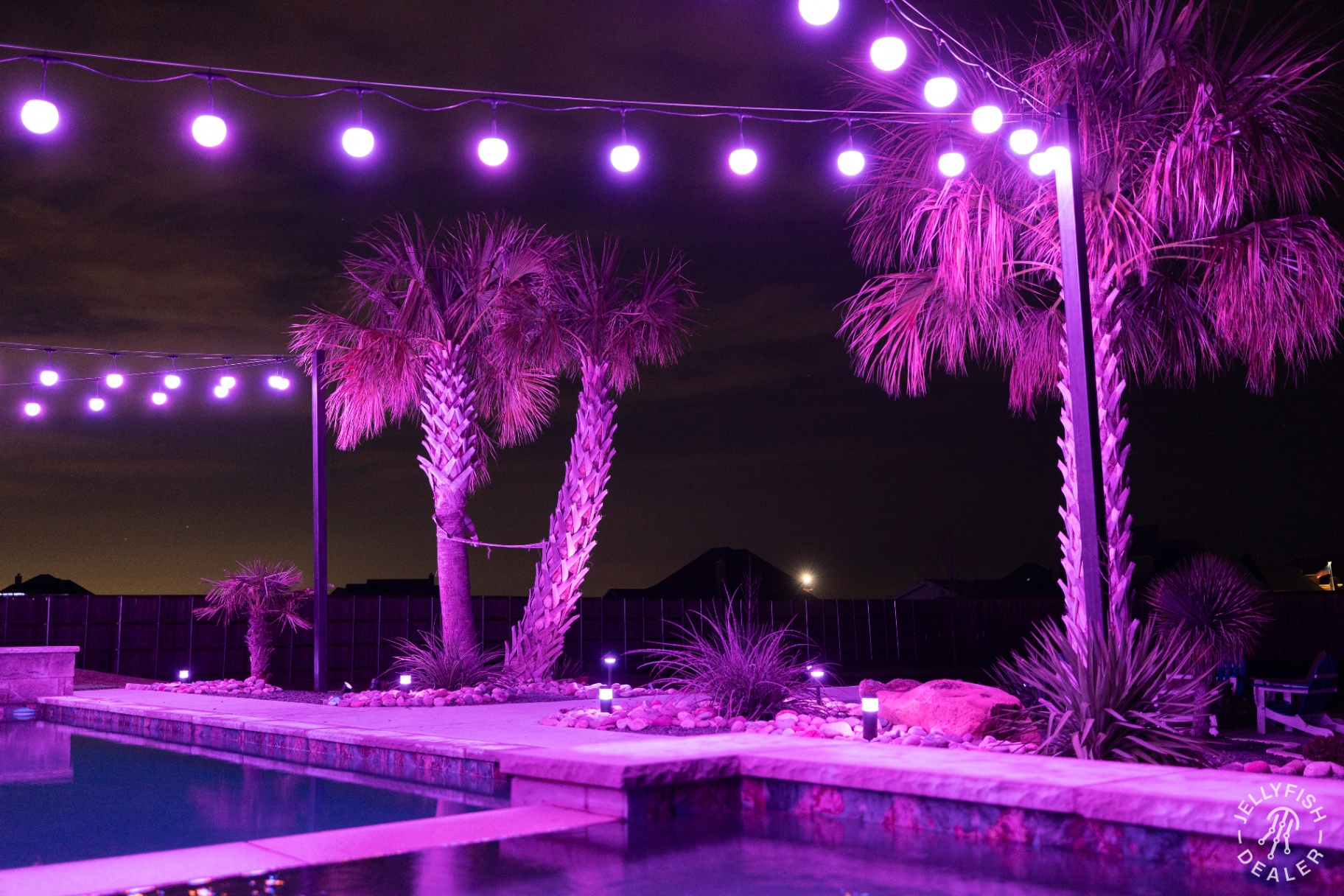 Vivid purple palm accents