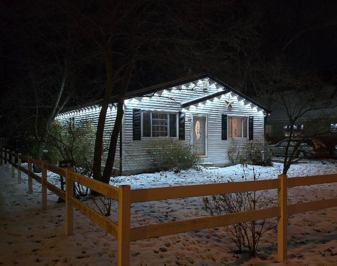 Crisp white cottage roofline