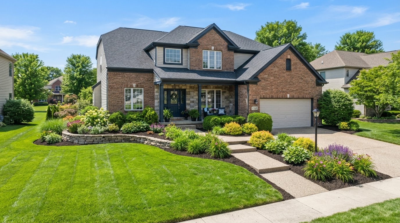 Yards in Riverview that look as good as the lights on them. in Riverview, Michigan
