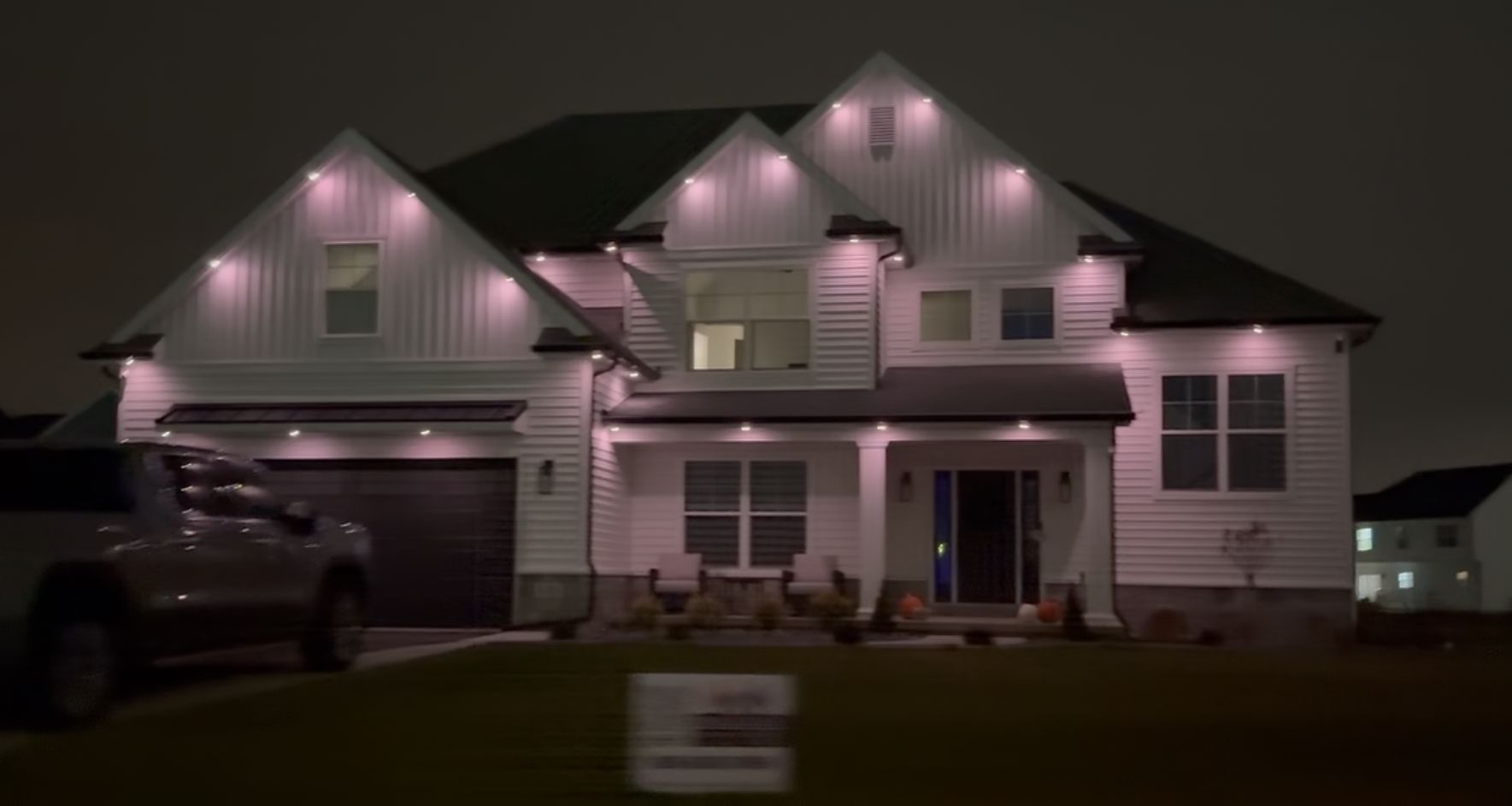 Downward soft pink glow