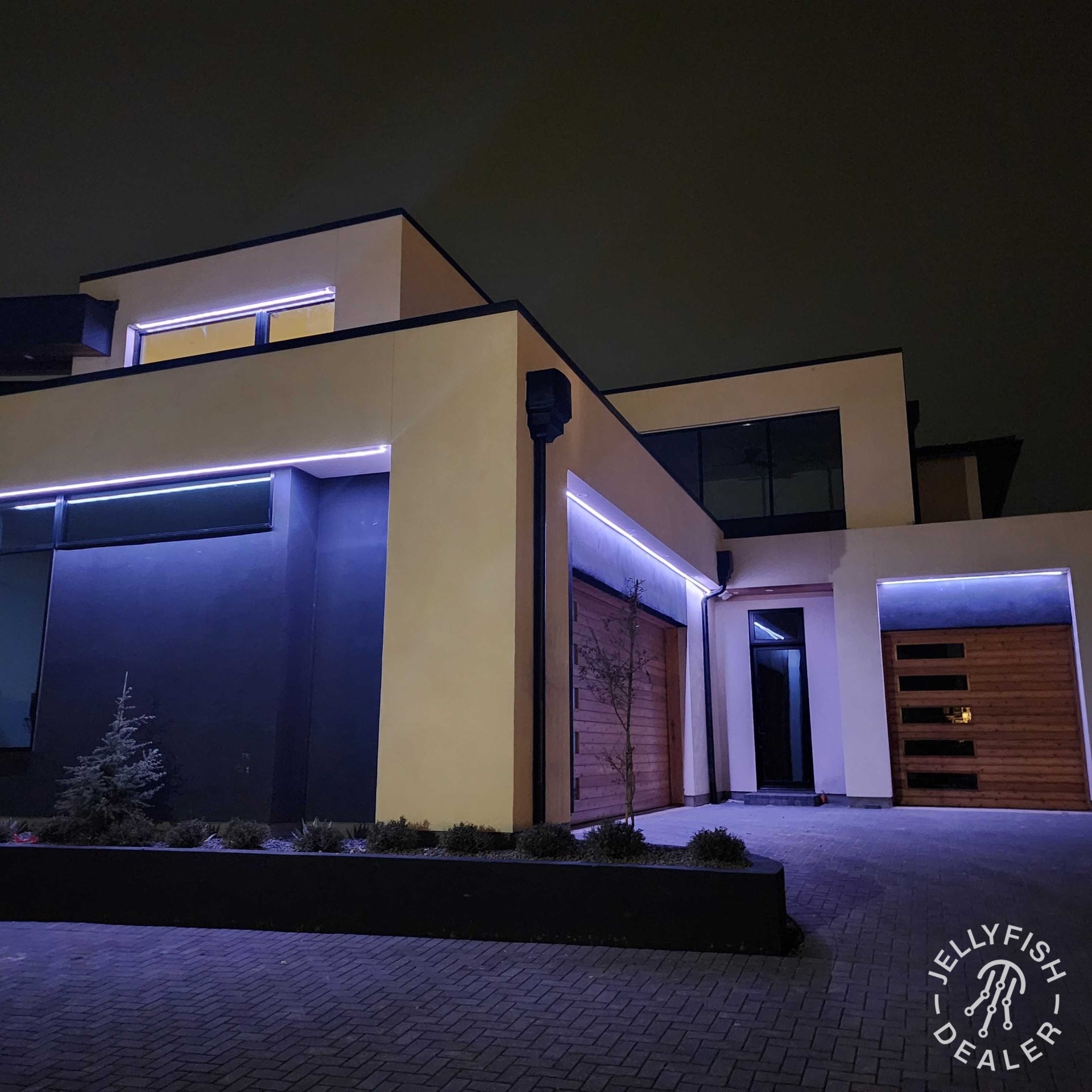 Modern home with linear accents