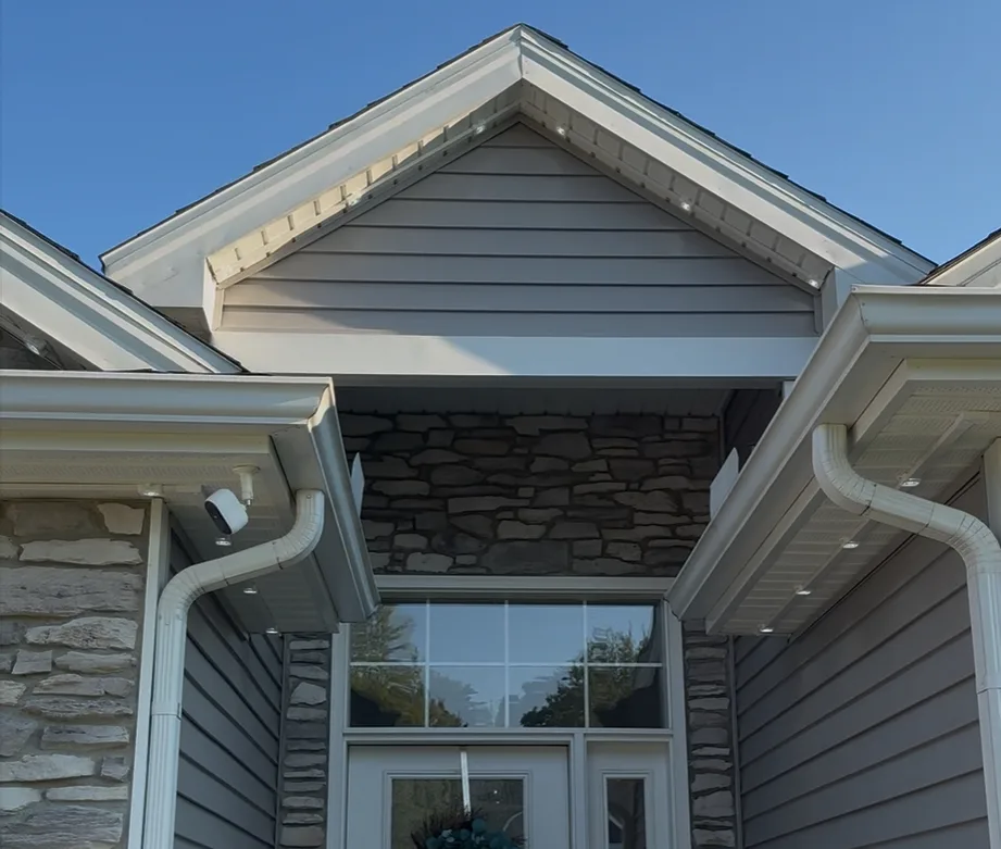 Govee track kit installed on a home's roofline
