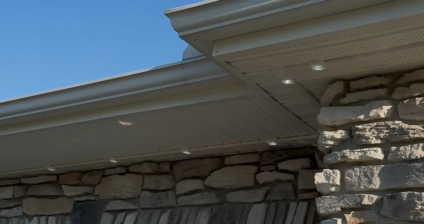 Govee track kit installed on a home's roofline
