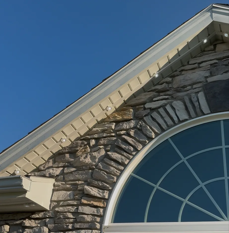 Govee track kit installed on a home's roofline