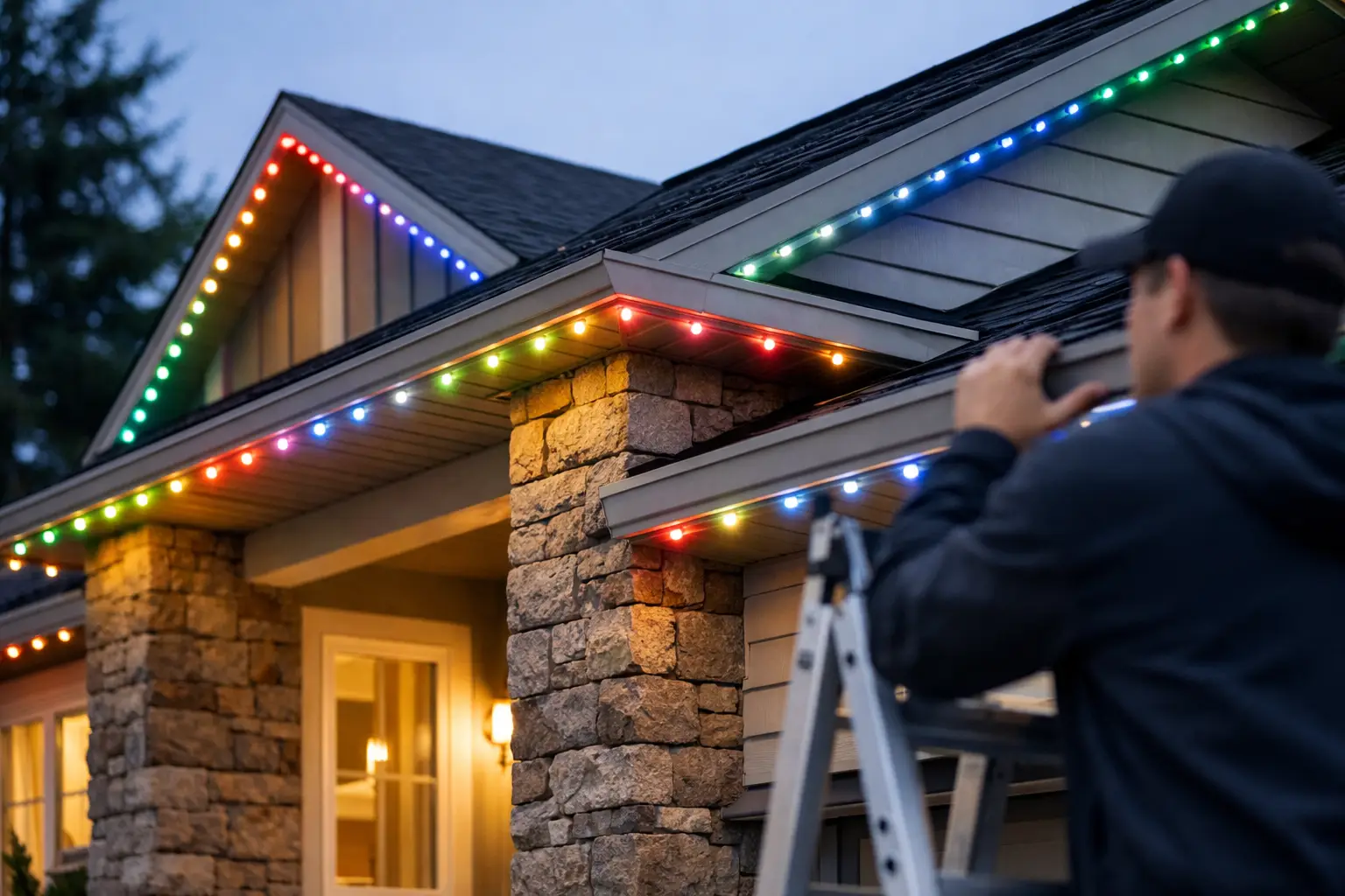 Permanent Outdoor Christmas Light Installation Near Me