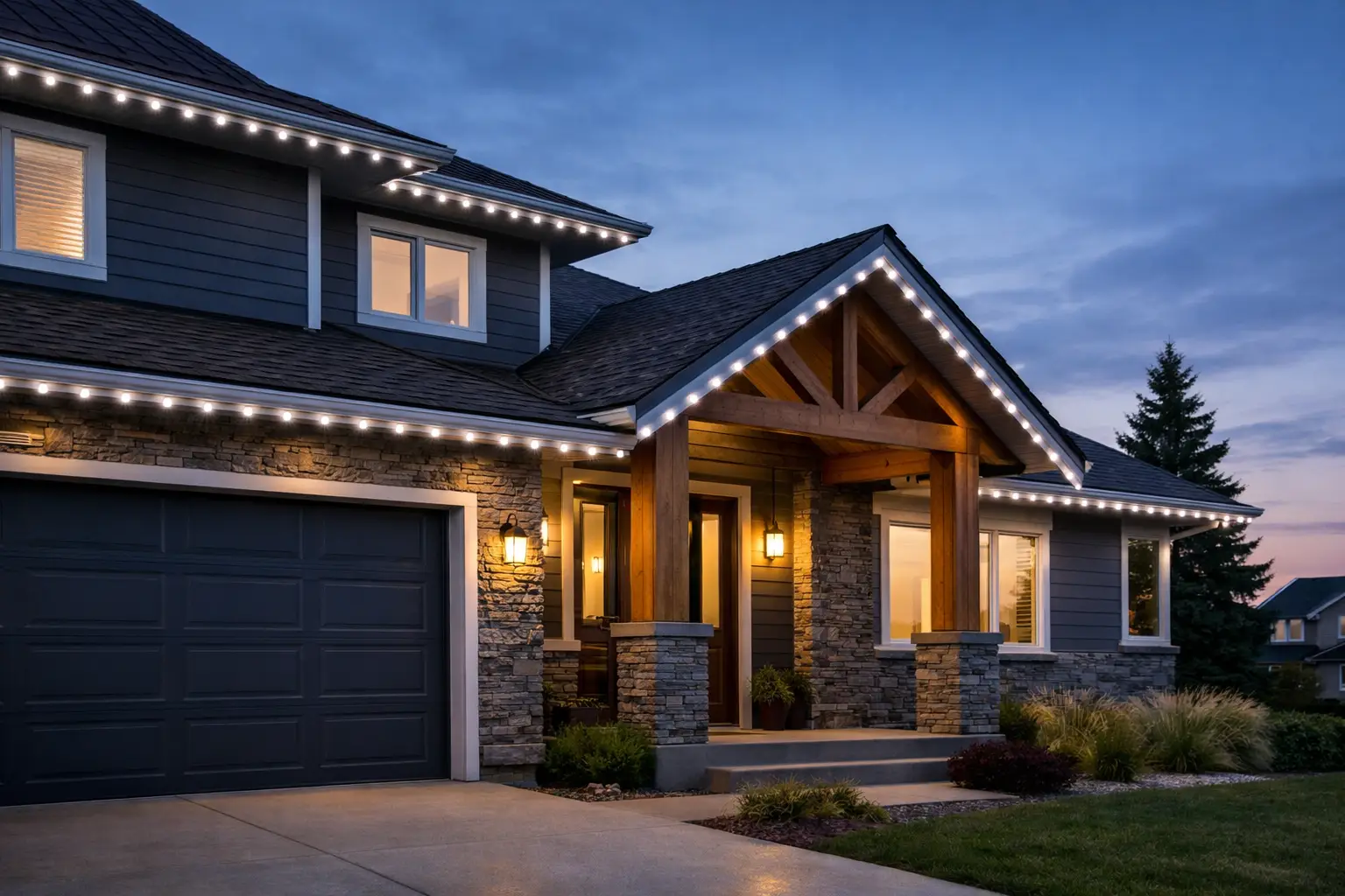 Permanent Outdoor House Light Installation